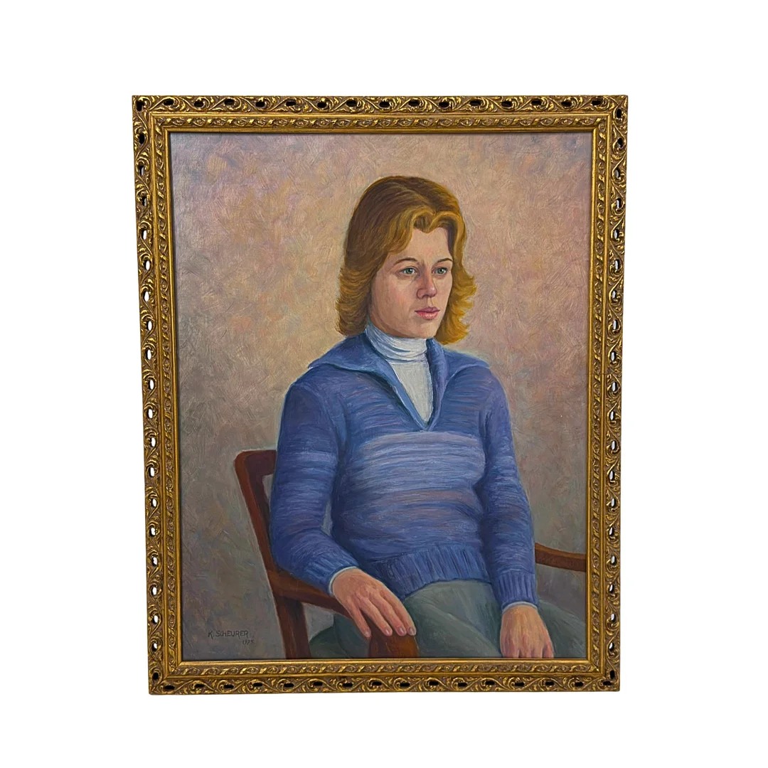 K. SCHEURER. ÖLGEMÄLDE MIT DEM PORTRÄT EINER DAME, DATIERT AUF DAS JAHR 1975. — Paintings — Auktionshaus Stuber's Hammerschlag