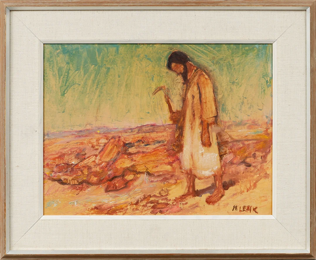HUGO LEPIK. Flicka med hacka, olja på kartong, signerad. — Paintings — Göteborgs Auktionsverk
