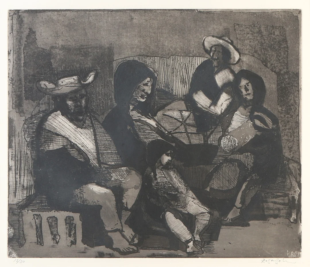 LENNART ROSENSOHN. Etsning, 13/30. Vilande sällskap. Signerad. — Engravings & Prints — Skånes Auktionsverk