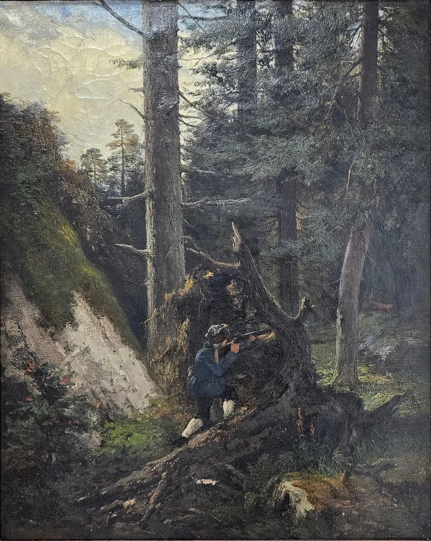 SEVERIN NILSON. Jägaren. Olja på duk, signerad Severin Nilson. — Paintings — Auktionshuset Thörner & Ek
