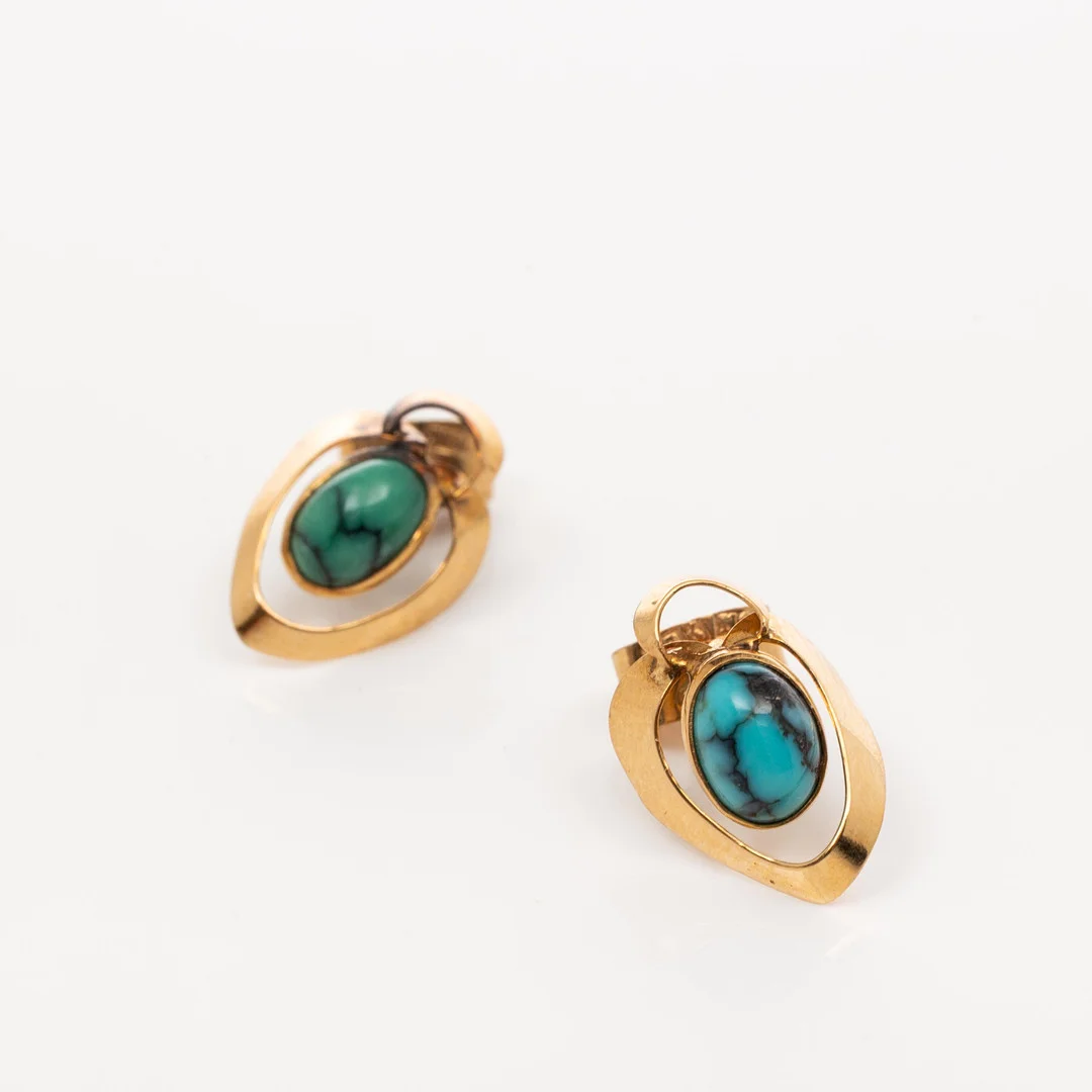 ÖRHÄNGEN, 18K guld, Turkoser, Guldvaruhuset. — Earrings — Garpenhus Auktioner