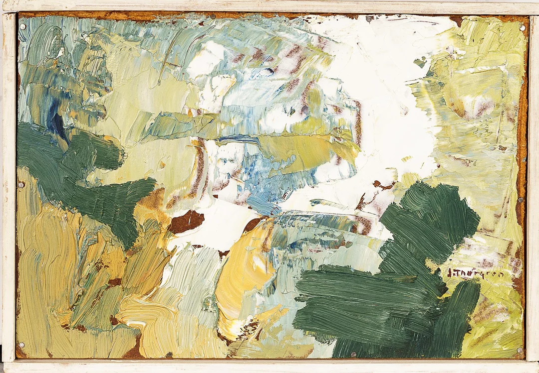 JOHN THORGREN. Olja på pannå, "Försommar", Signerad. — Paintings — Norrlands Auktionsverk