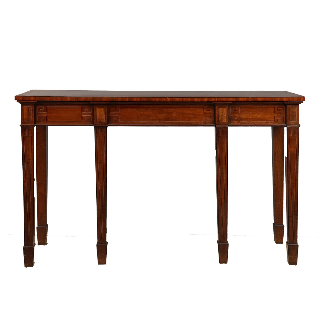 A 19TH CENTURY MAHOGANY & INLAID CONSOLE TABLE. — Tables — Bishop & Miller