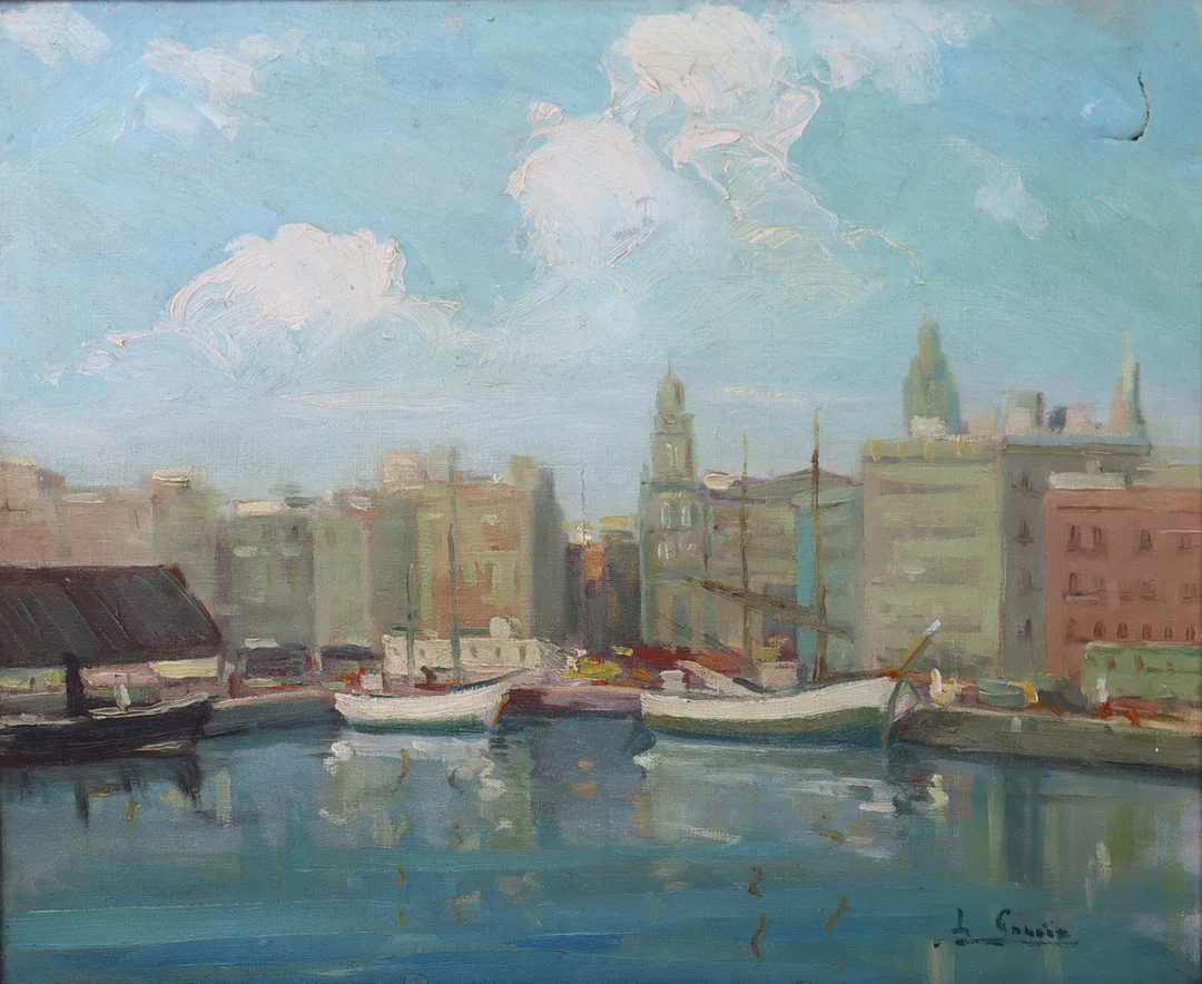OIDENTIFIERAD KONSTNÄR. olja på duk, "Barcelona". — Paintings — Markus Auktioner
