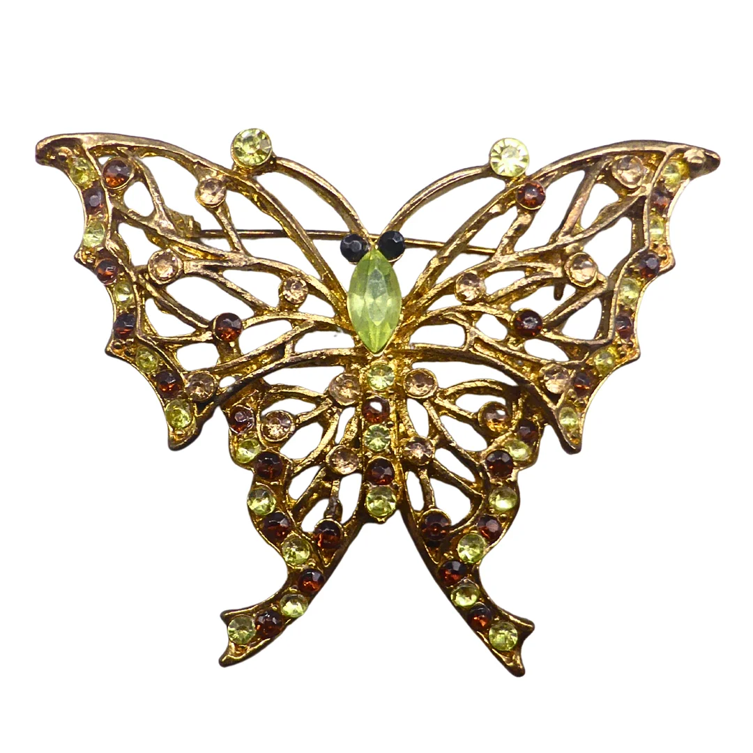 SCHMETTERLINGSBROSCHE MIT STRASSSTEINEN. — Brooches & Pendants — Auktionshaus Stuber's Hammerschlag