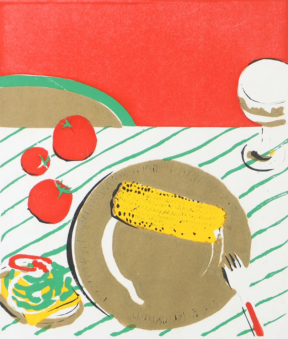 OIDENTIFIERAD KONSTNÄR. "Vegetarisk middag", färglitografi, signerad Kristiansson. — Engravings & Prints — Helsingborgs Auktionskammare