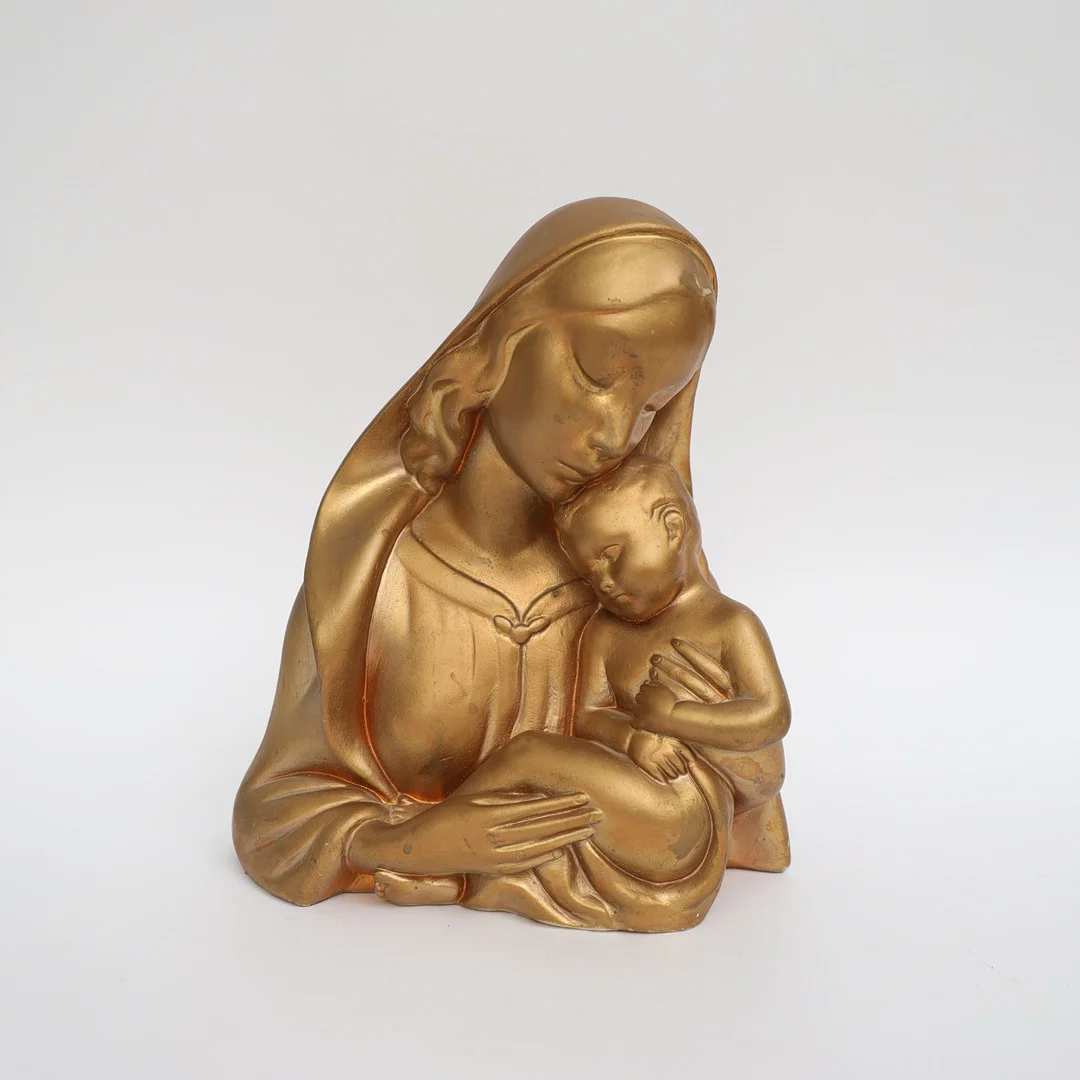 SKULPTUR, bronserad gips, Maria med barn. — Sculptures & Bronzes — Falun Auktionsbyrå