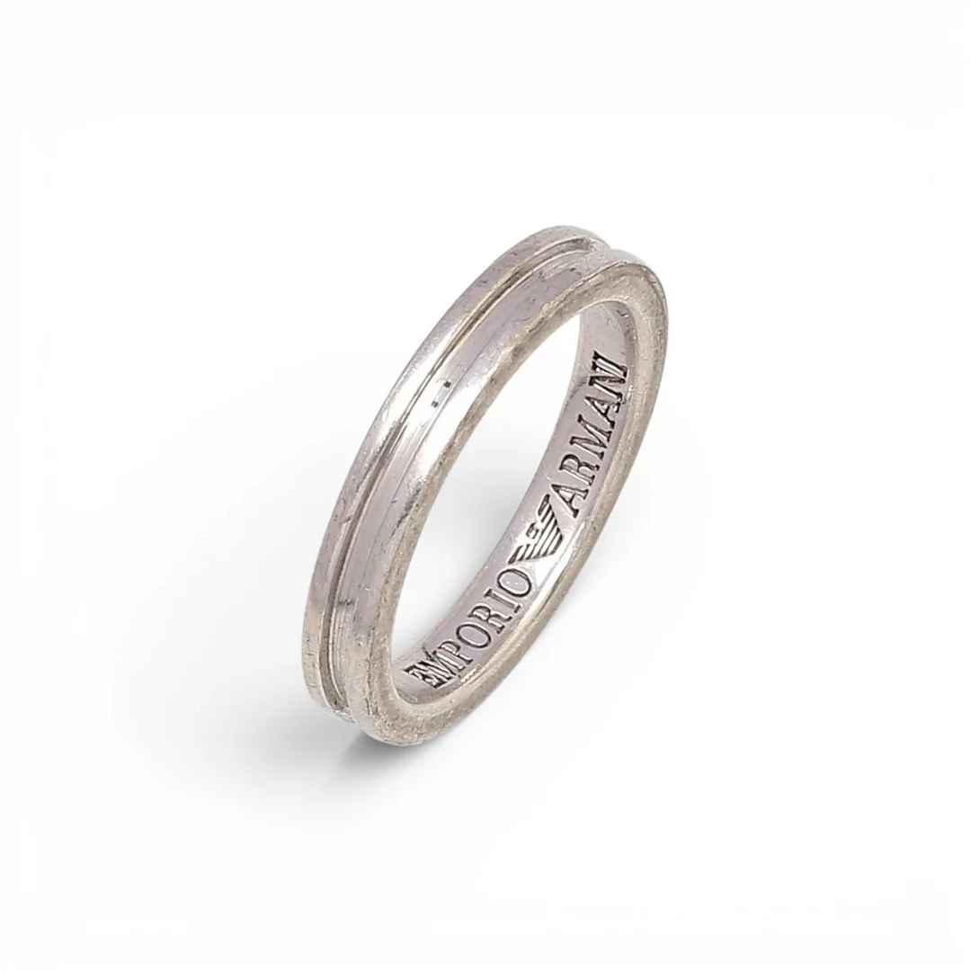 EMPORIO ARMANI. Silver wedding ring. — Rings — Balclis
