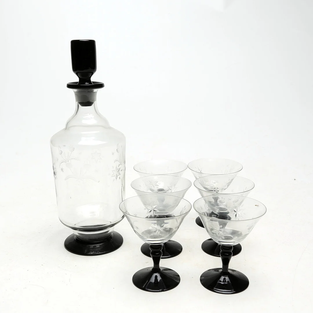 LIKÖRSERVIS, 7 delar, 1930-tal. — Tableware — Kalmar Auktionsverk