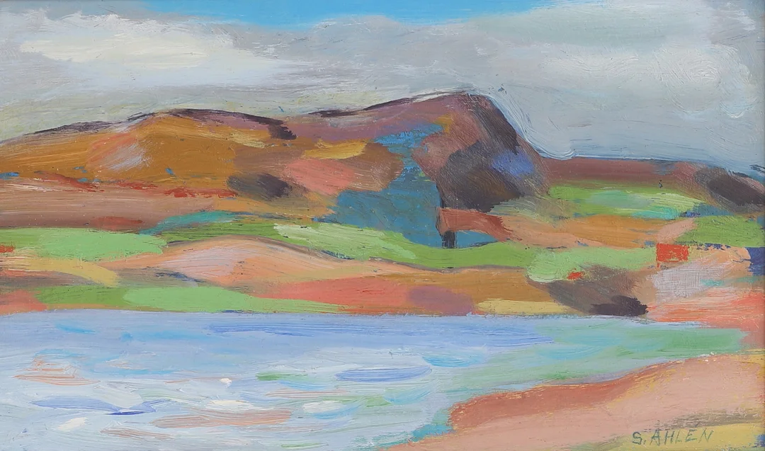 SVEN AHLÉN. Olja på pannå, landskap, signerad. — Paintings — RA Auktionsverket Norrköping
