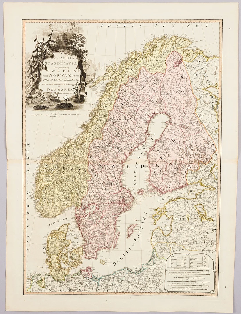 DELAROCHETTES STORA KARTA ÖVER SKANDINAVIEN, London 1794. — Maps — Stockholms Auktionsverk Magasin 5