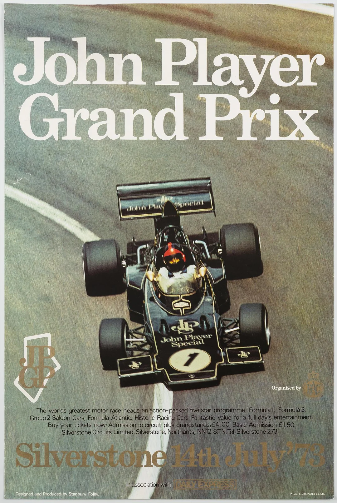Affisch, John Player British Grand Prix, Silverstone, England, 1973. — Samlarföremål/Memorabilia — Bukowskis