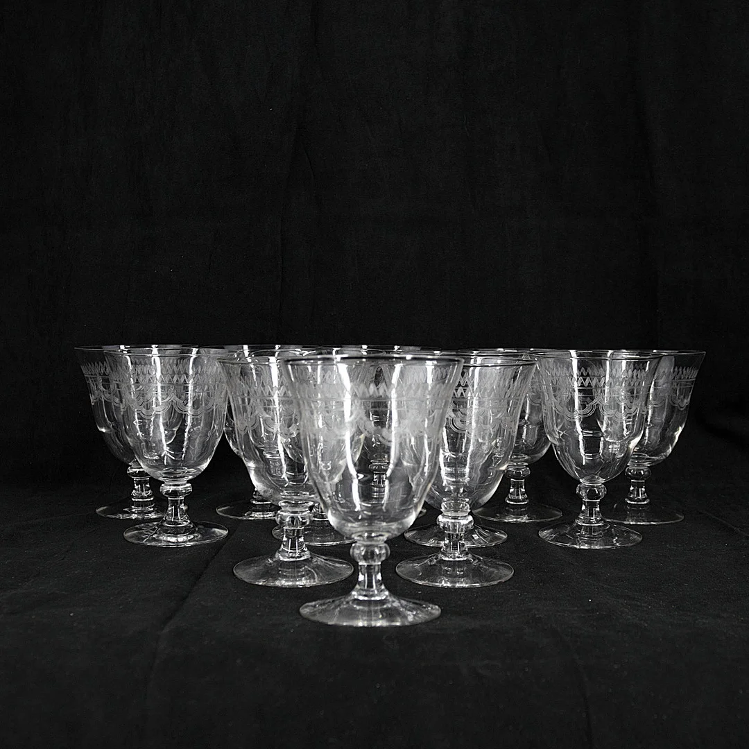VINGLAS, 12 st, pantograferad dekor, 1900-tal. — Tableware — Höganäs Auktionsverk