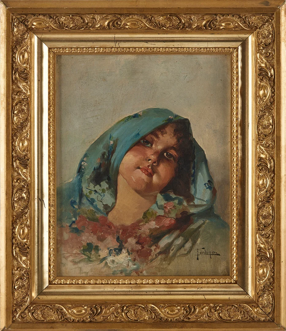 DOMENICO TORLINO (1872-1930). TILLSKRIVEN. Porträtt, olja på duk, omkring år 1900, signerad. — Paintings — Stockholms Auktionsverk Magasin 5