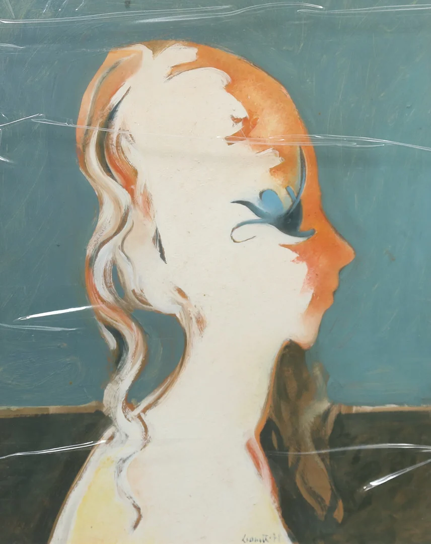 OIDENTIFIERAD KONSTNÄR. Blandteknik på pannå/papper, Signerad Leonetti och daterad. — Paintings — Gomér & Andersson Linköping