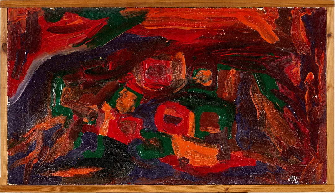 OIDENTIFIERAD KONSTNÄR (1900-tal), Höstlandskap, signerad och daterad 69, olja på pannå. — Paintings — Crafoord Auktioner Stockholm