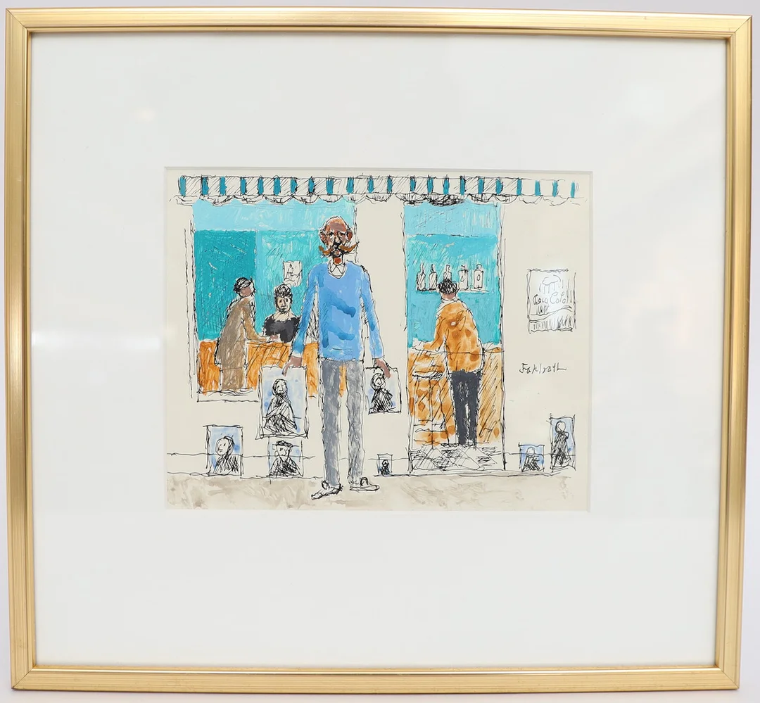 TOM FALROTH. Figurer, blandteknik, signerad. — Paintings — Falun Auktionsbyrå