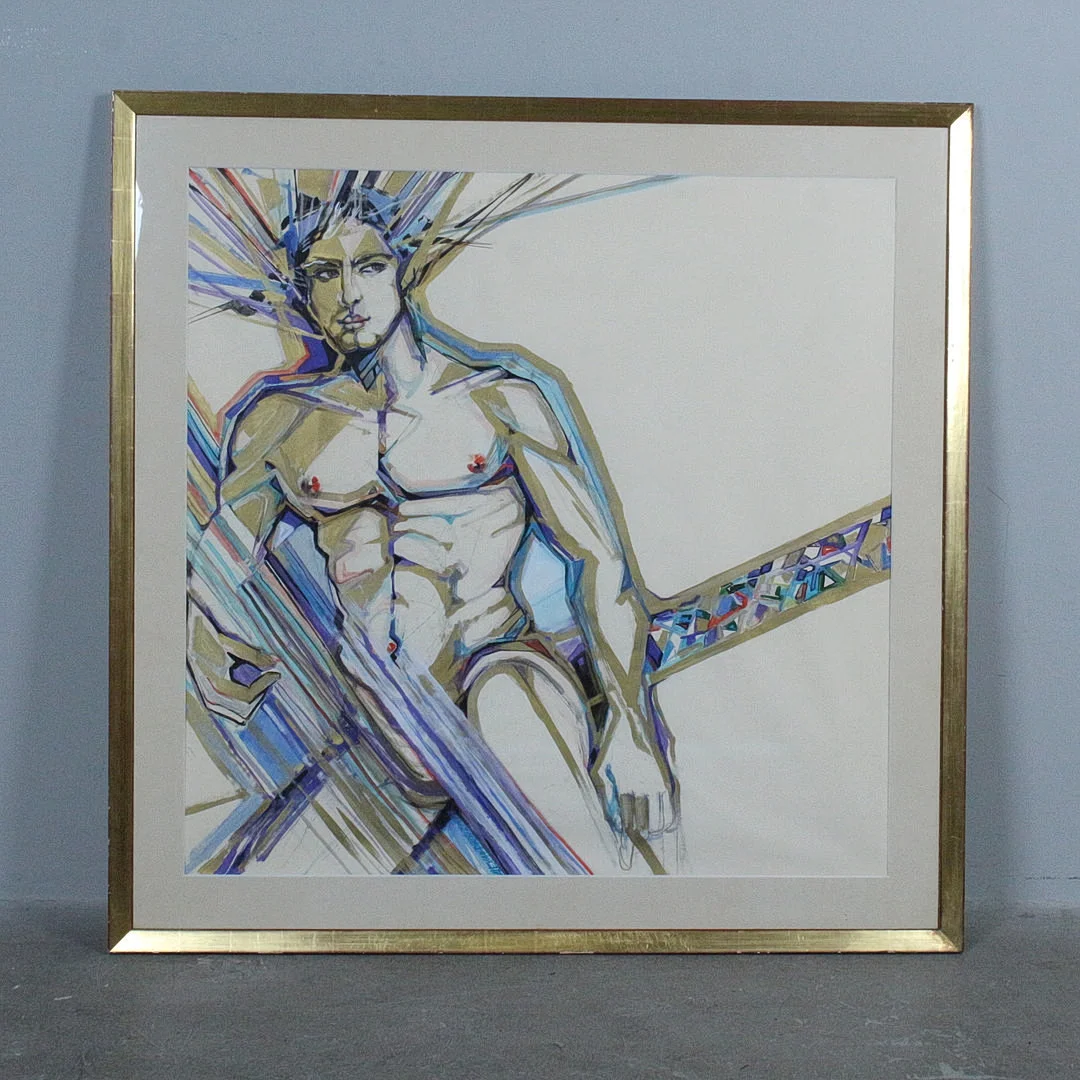 Unbekannter Künstler, Mischtechnik auf Papier, '' Männlicher Akt ''. — Paintings — Stockholms Auktionsverk Düsseldorf/Neuss
