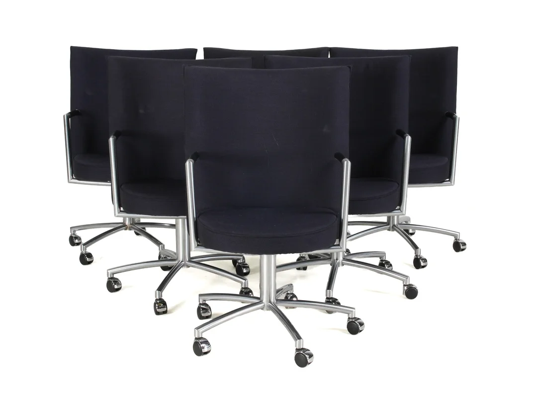 Johannes Foersom & Peter Hjort-Lorentzen. Six 'Partner' lounge office chairs, model EJ-70 (4) — Furniture/Lounge chairs — Lauritz