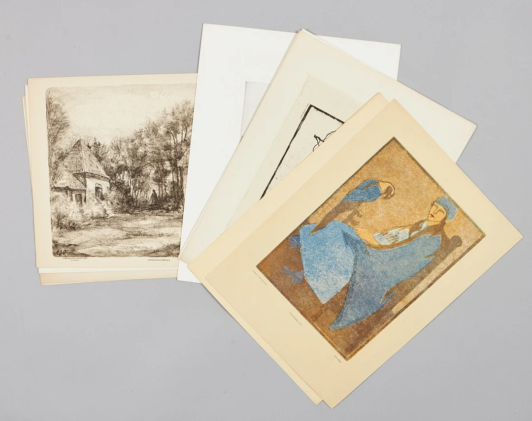 FÖRENINGEN FÖR GRAFISK KONST. Blad ur portföljerna 1921 och 1922. Alla signerade i plåten/stenen. — Engravings & Prints — Stockholms Auktionsverk Magasin 5
