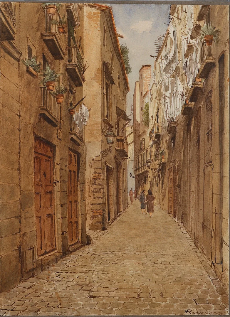 RAMÓN LARROSA. Vista urbana, Barcelona. — Drawings — Barcelona Auctions