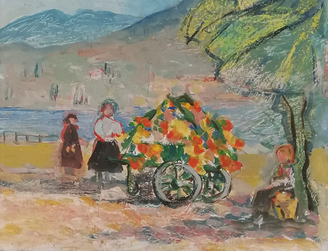 *CONTINENTAL OIL PAINTING OF A FRUIT CART. — Paintings — Acreman St Auctioneers & Valuers