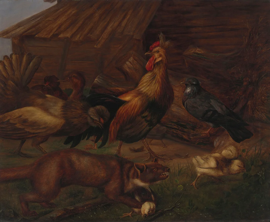 Printz, Christian August — I hønsegården, 1852 — Kunst/Maleri — Blomqvist