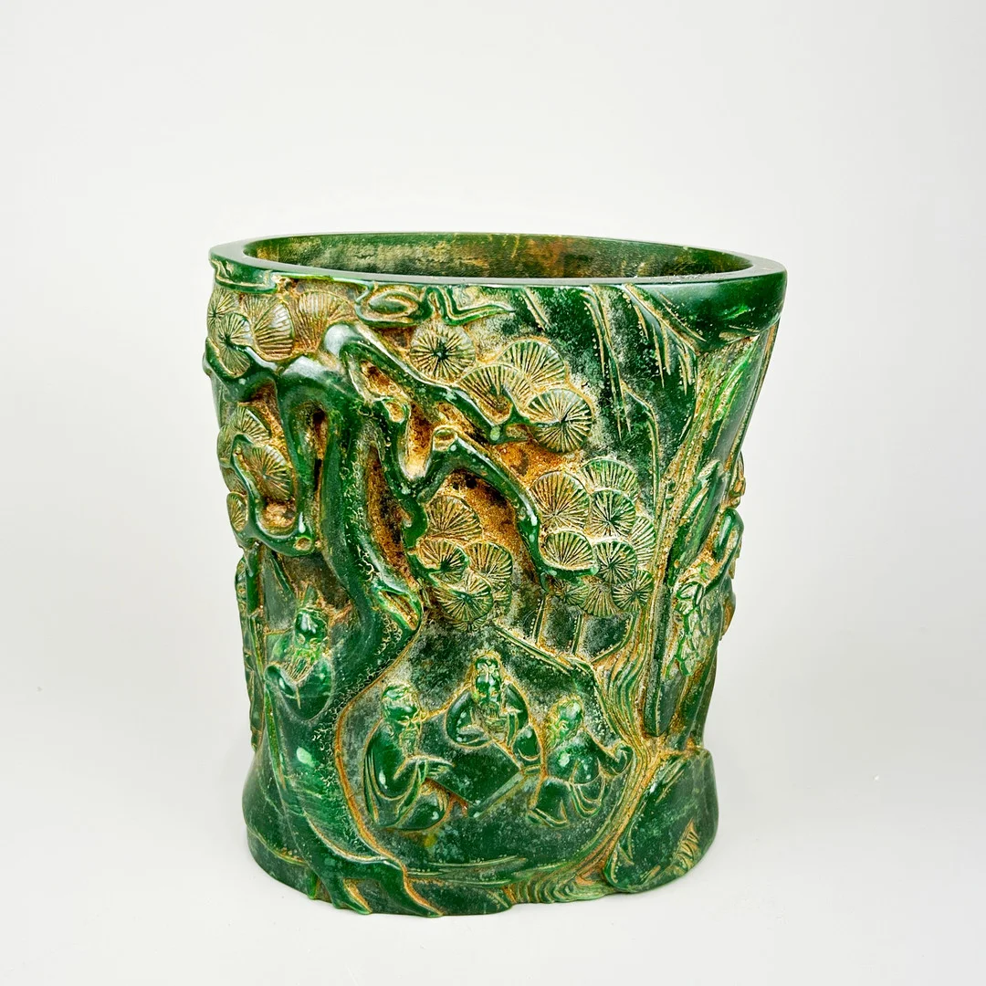 CHINESE FAUX JADE BRUSH POT. — Ceramics & Porcelain — Chalkwell Auctions