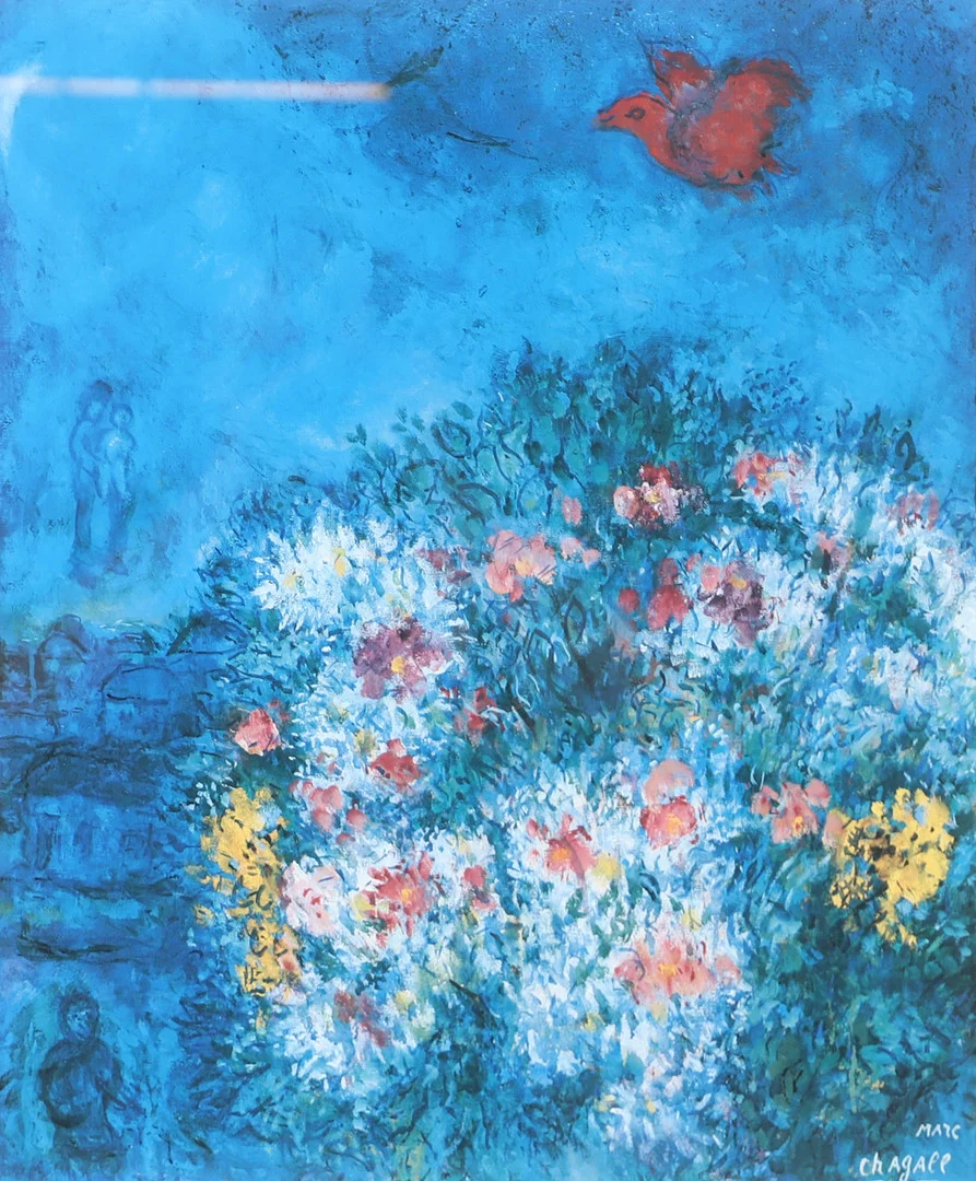 TRYCK. Röd fågel, efter Marc Chagall. — Engravings & Prints — Helsingborgs Auktionskammare
