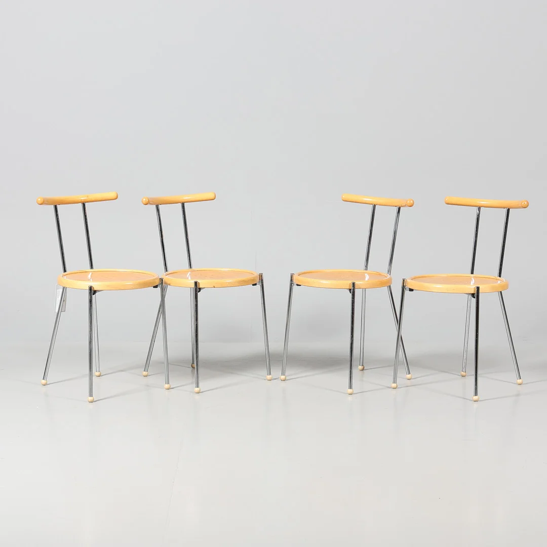 STOLAR, 4 stycken, metall samt trä, 1900-talets andra hälft. — Armchairs & Chairs — Borås Auktionshall