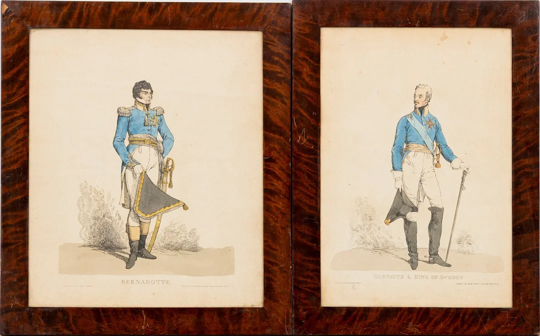 DENIS DIGHTON. Gustav III samt Karl XIV Johan, kolorerade etsningar, T Palsey, Surrey, 1815. — Engravings & Prints — Auktionshuset Kolonn