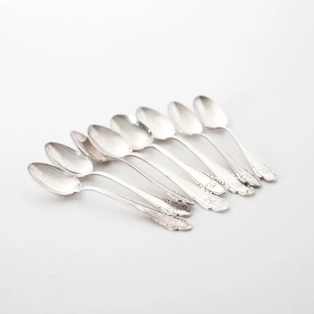 KAFFESKEDAR, 8 st, "Haga", silver, 1940-tal. — Silver — Auktionsverket Engelholm