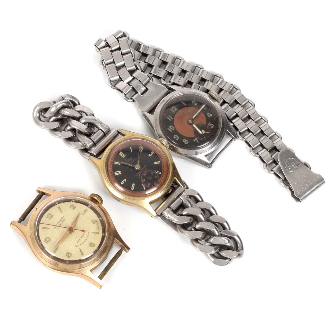 ARMBANDSUR, 3 st, Kaiser, J.A.B och Svalan, 1900-tal. — Wristwatches — Stadsauktion Sundsvall