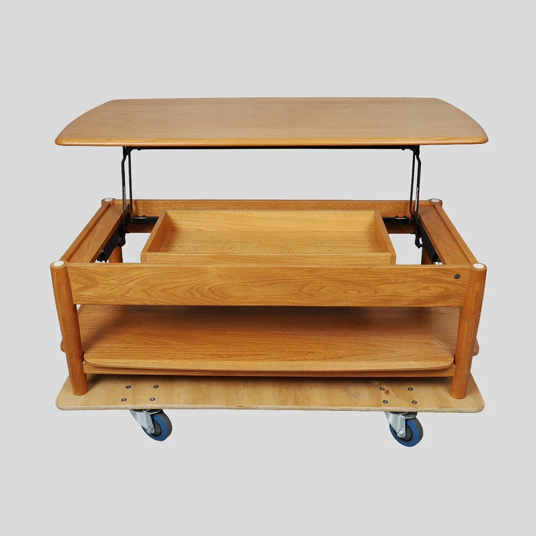 CONTEMPORARY ERCOL WINDSOR ASH "SUPPER" TABLE. — Coffee Tables — Young's Auctions