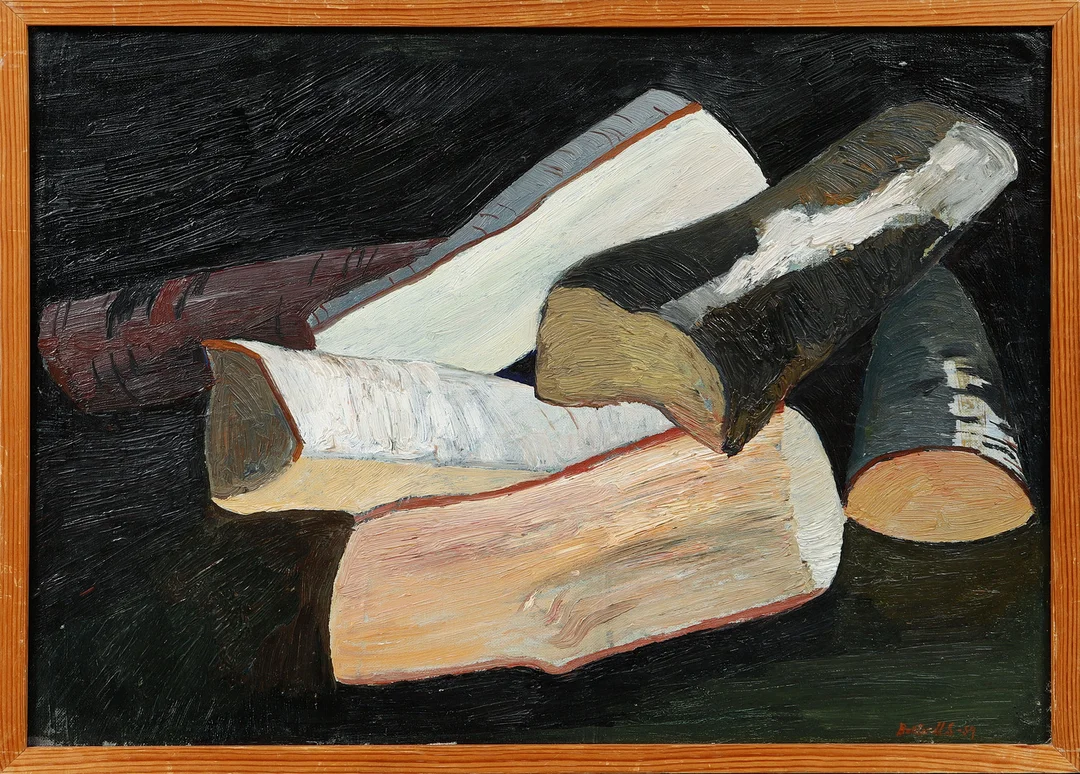 BERTA MARIA SVENSSON. Vedklabbar, olja på duk, signerad. — Paintings — Göteborgs Auktionsverk