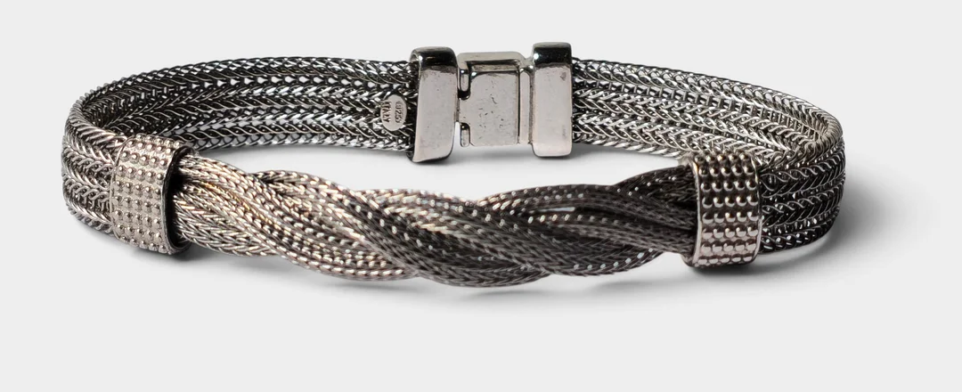 Pulsera trenzada en plata. — Bracelets — Barcelona Auctions