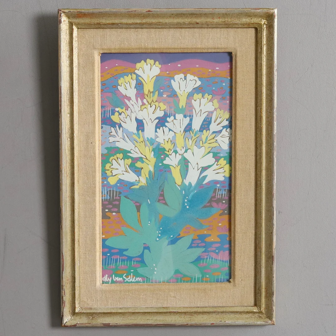 ALY BEN SALEM. GUASCHE, blomstermotiv, signerad. — Paintings — Örebro Stadsauktioner