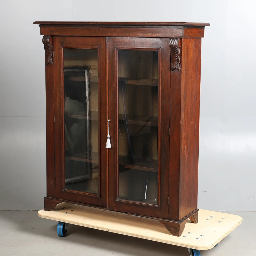 A VICTORIAN MAHOGANY GLAZED DISPLAY CABINET. — Cupboards, Cabinets & Shelves — Bishop & Miller
