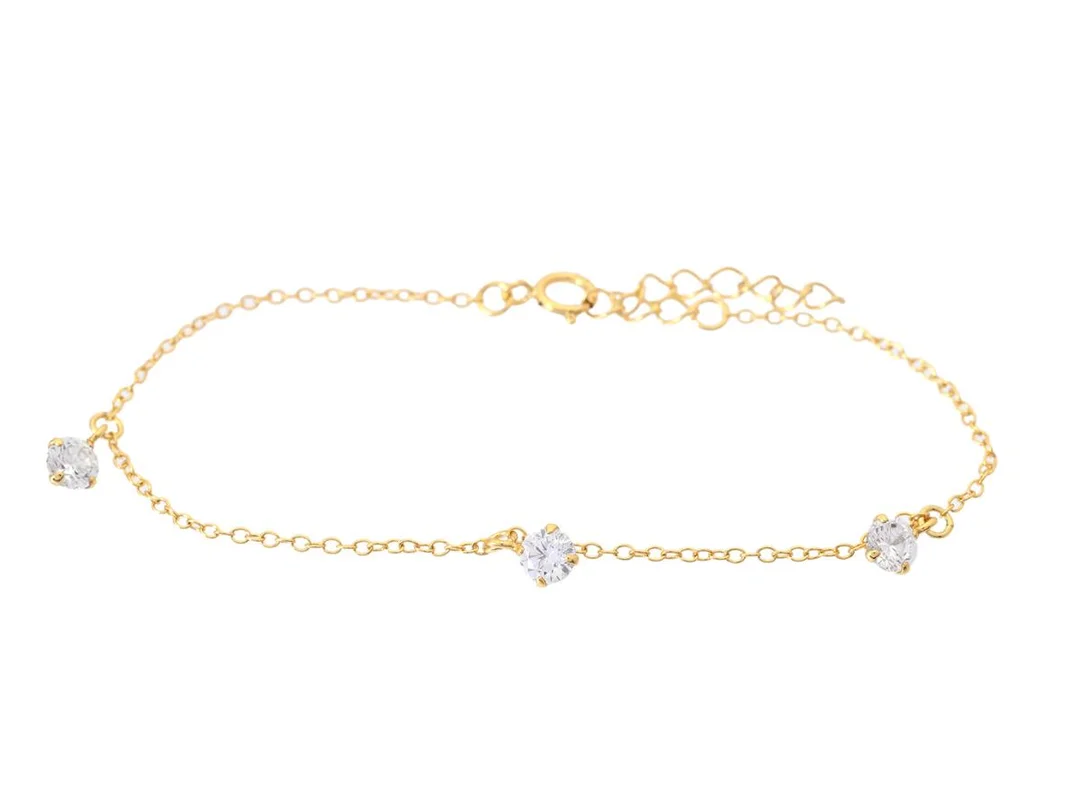 ARMBAND, förgyllt sterlingsilver, cubic zirconia, längd 15 cm-17,5 cm, vikt ca 0,9 g. — Smycken/Armband — Kaplans