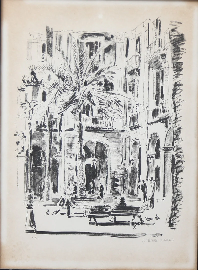 JOSEP SERRA LLIMONA. Plaça Reial. — Engravings & Prints — Balclis