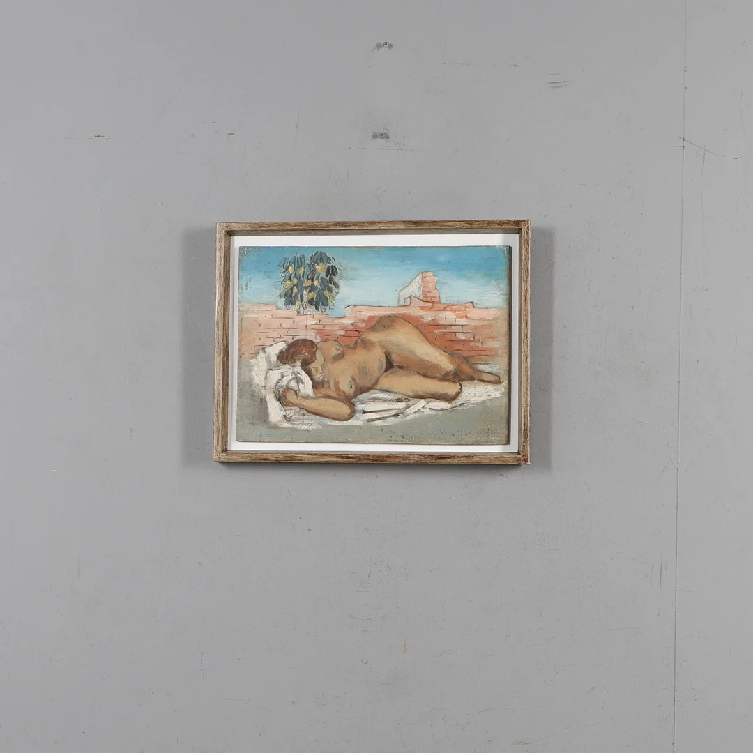 RECUMBENT FEMALE NUDE RESTING BESIDE A BRICK WALL. — Paintings — Lawrences Auctioneers