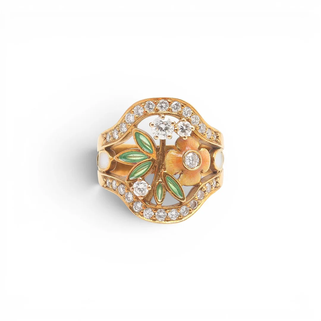 Gold and diamonds floral ring. — Rings — Balclis