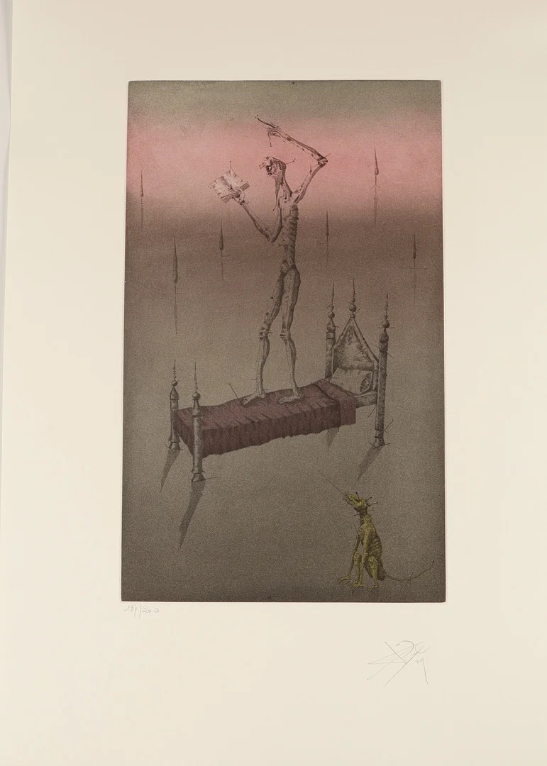 JOAN PONÇ. "D'empeus al llit". El Quijote. — Engravings & Prints — Barcelona Auctions