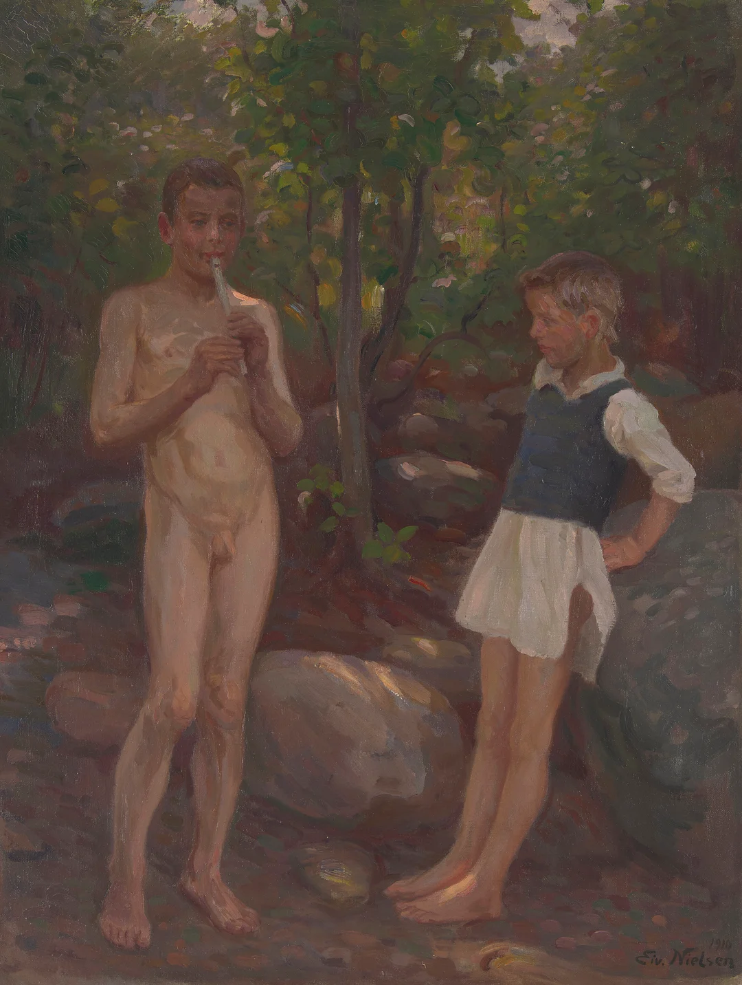 Nielsen, Eivind — To barn i skogen, 1910 — Kunst/Maleri — Blomqvist