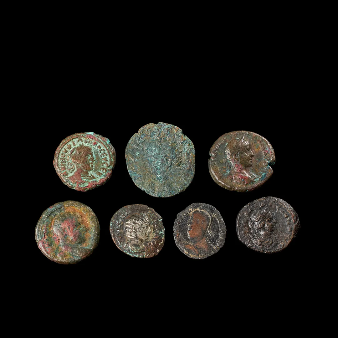 BRONSMYNT, 7 st, romersk kejsartid, ca 0-300. — Coins & Banknotes — Stockholms Auktionsverk Sickla