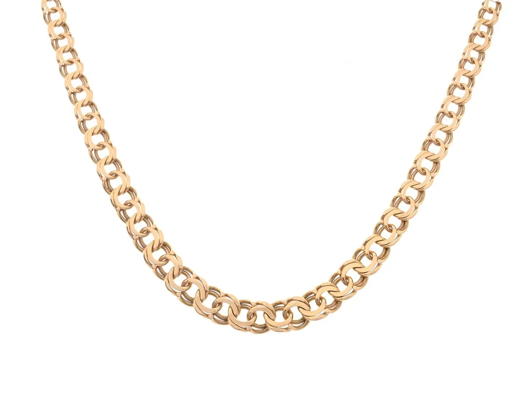 COLLIER, 18K guld, doserad bismarcklänk ca 4-8 mm, längd 50 cm, vikt 26,5 g. — Smycken/Collier — Kaplans
