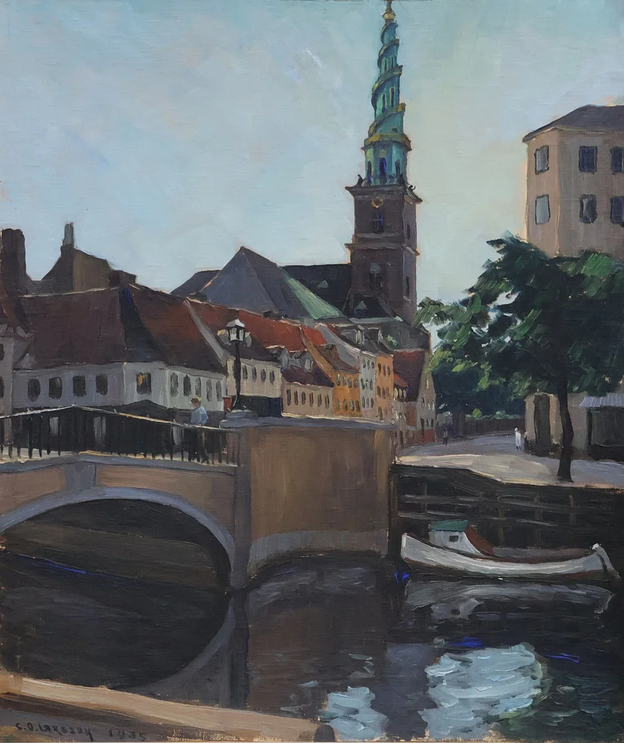 CARL OSCAR LARSSON. olja på pannå, motiv från Köpenhamn. — Paintings — Markus Auktioner