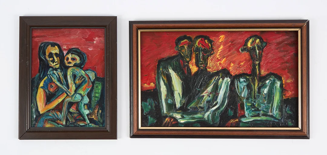 PAAVO SARELLI (1924-2007). MÅLNINGAR, 2 st, signerade samt daterade -70, -71, olja på pannå. — Paintings — Stockholms Auktionsverk Helsinki