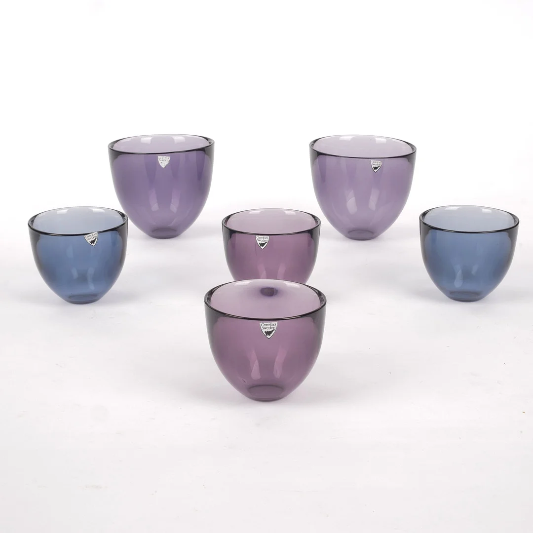 LENA BERGSTRÖM. Skålar, 6 st, "Pastillo", glas, Orrefors. — Utility glass — Auktionsfirma Kenneth Svensson i Kalmar