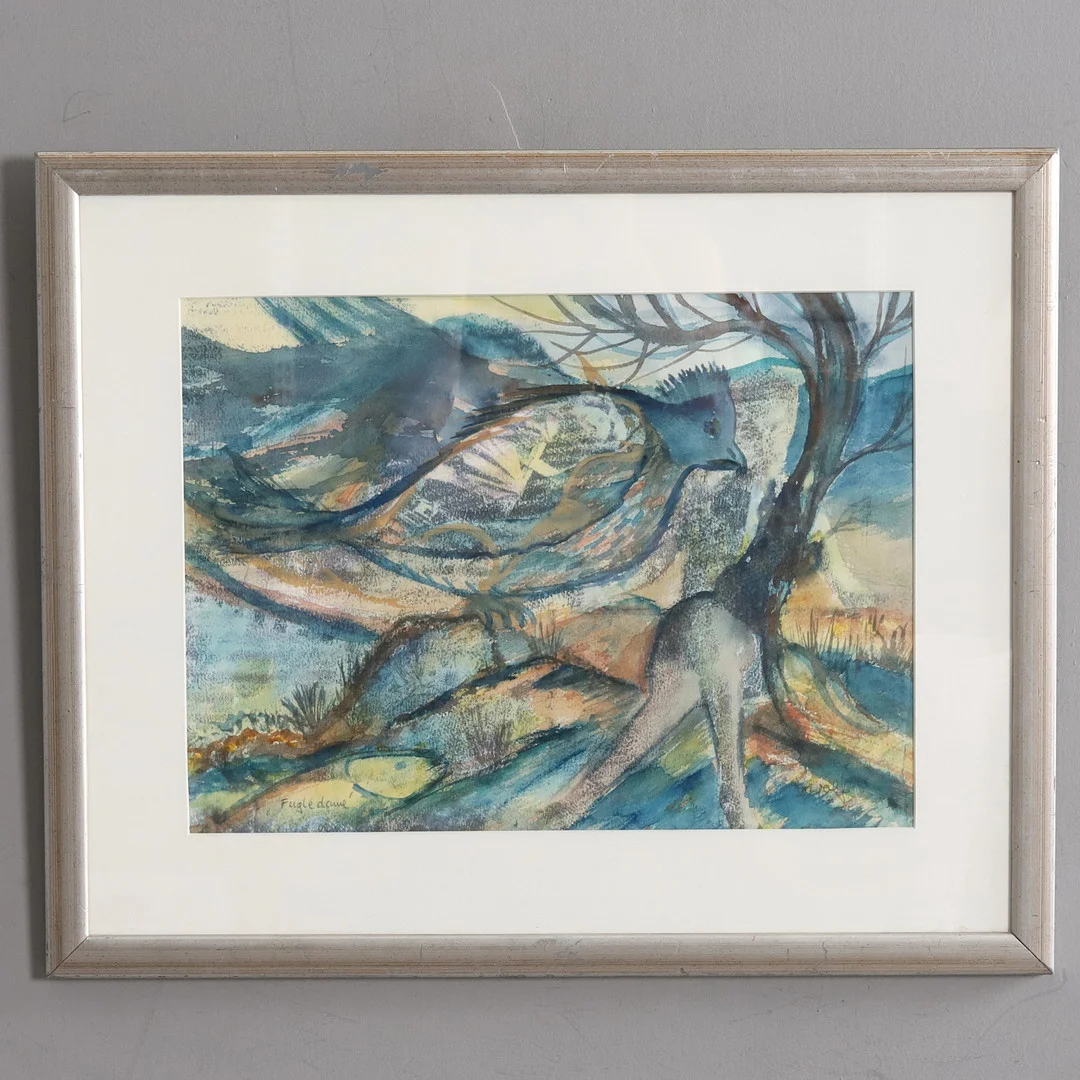WOLF WOLFSMOON. TAVLA, "Fugeldamé", akvarell, signerad. — Paintings — Örebro Stadsauktioner